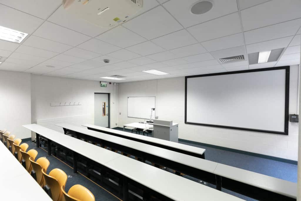 DCU Glasnevin campus with a projector in a classroom layout